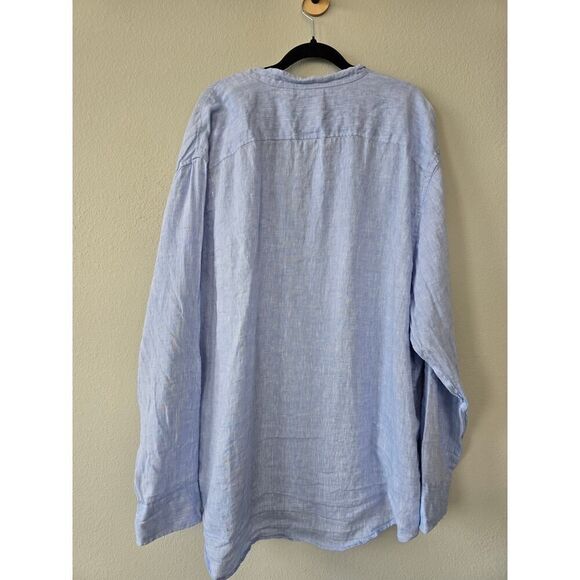 Baird McNutt Murano Mens 2XB Linen Shirt Light Blue Roll Tab Sleeve Button Up - Picture 3 of 8